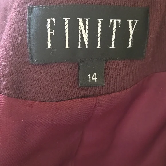 Vintage Finity Maroon Wine Wool Blend Jacket Black Velvet Collar Tailored Boxy - Picture 5 of 8